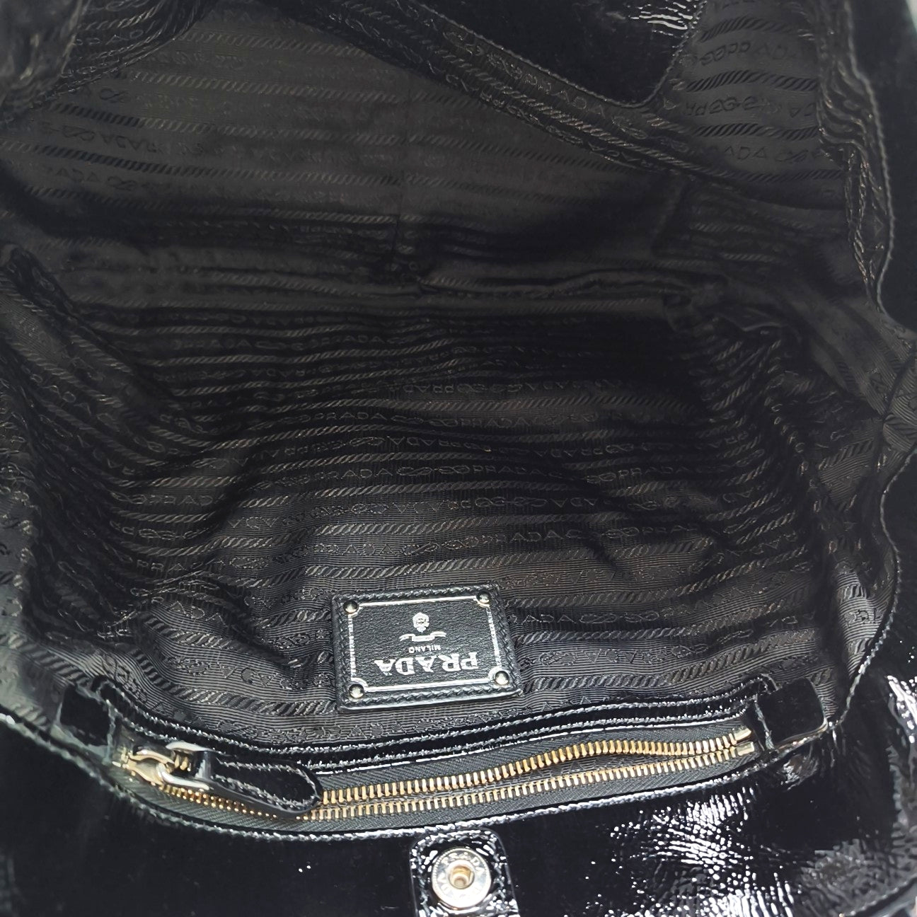 Patent Leather Top Handle Bag Black