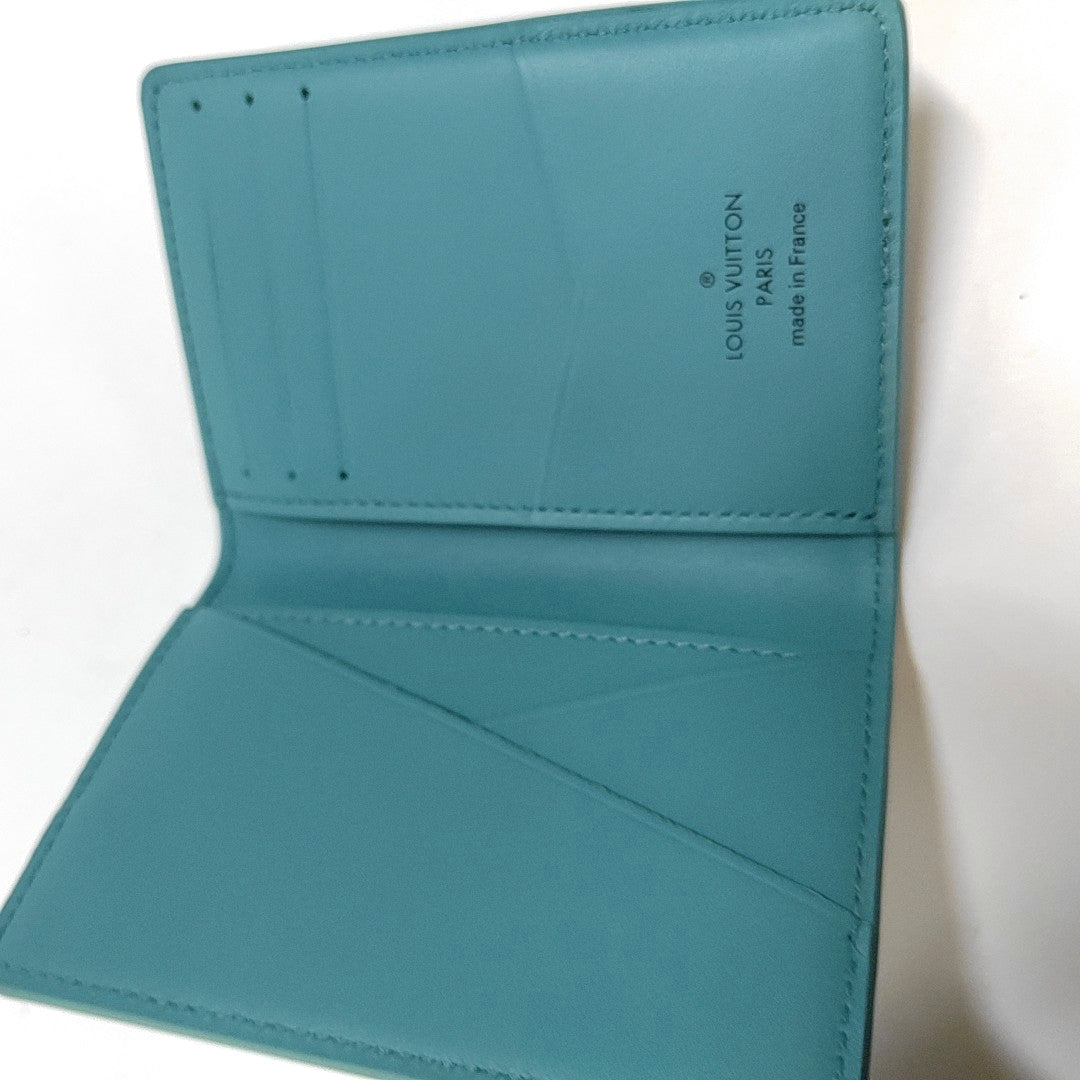 Damier Calfskin Card Holder Green