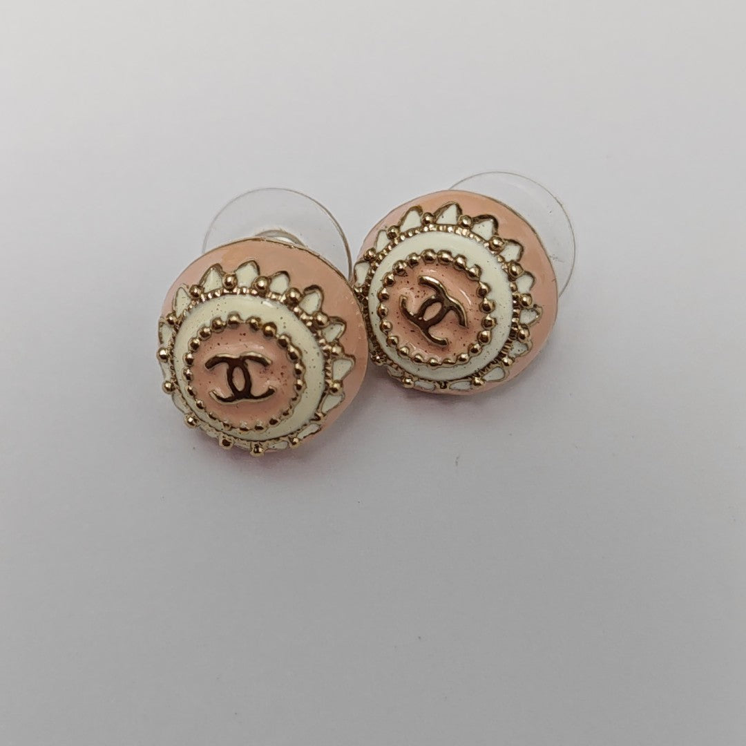Metal Red Stud Earrings