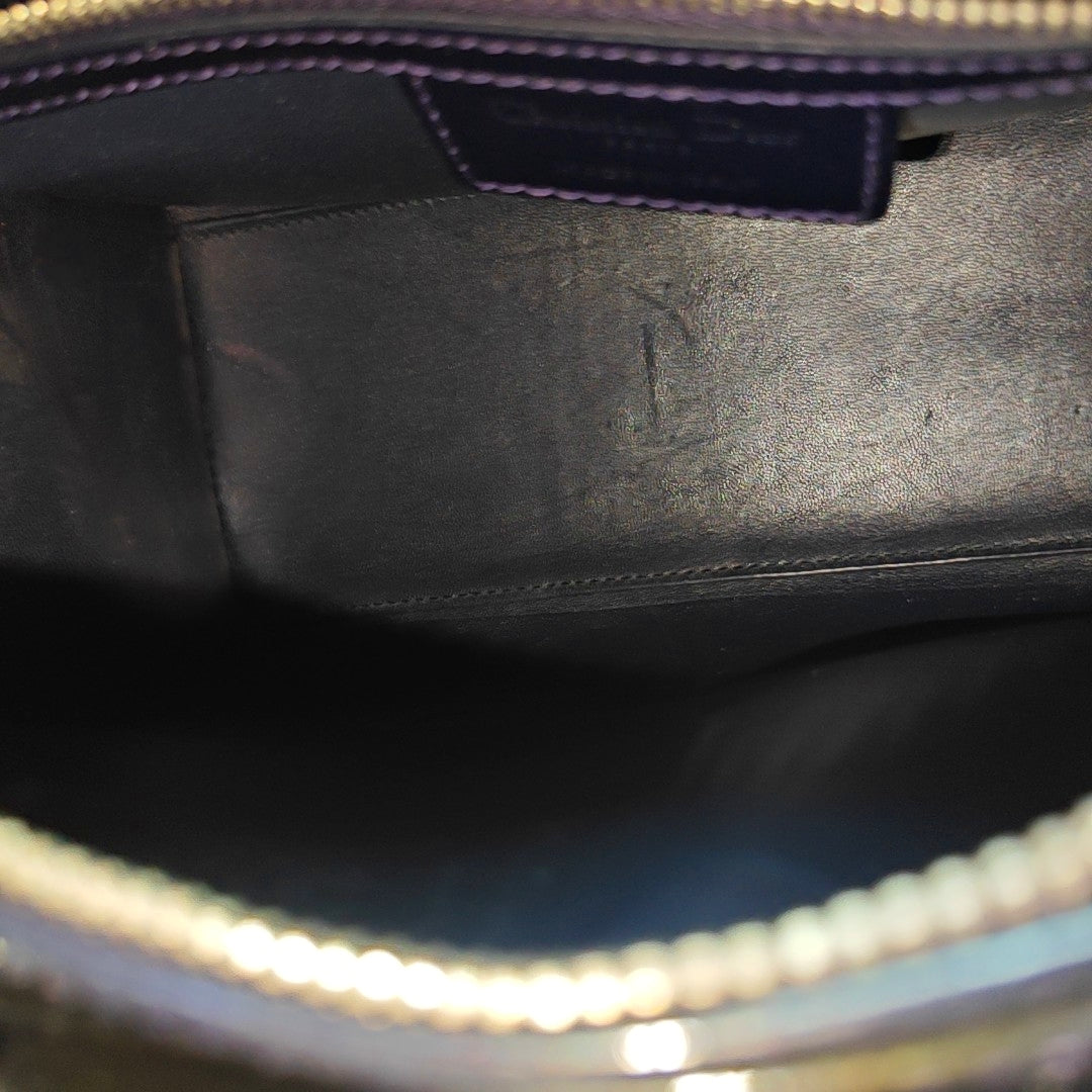 Authenticated pre-owned  Lady Dior Medium Quilted Patent Leather Blue - Tote Bag at Looply