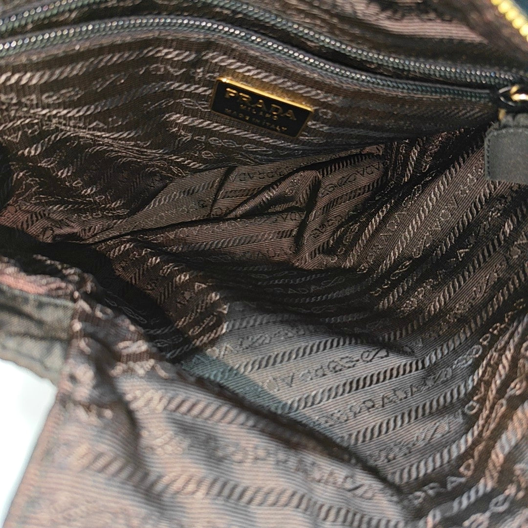 Quilted Nylon Shoulder Bag Black