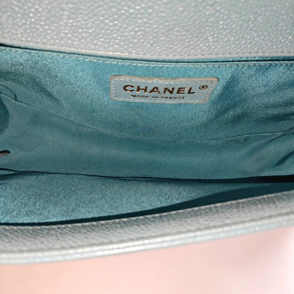 BOY CHANEL Medium Quilted Grained Calfskin Blue