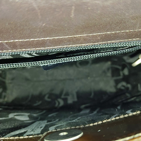 Patent Leather Shoulder Bag Brown