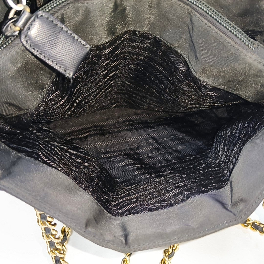 Quilted Nylon Tote Bag Black