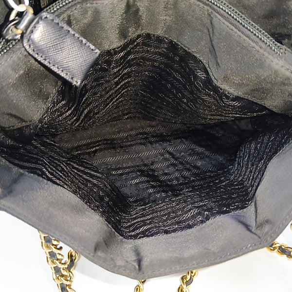 Quilted Nylon Tote Bag Black