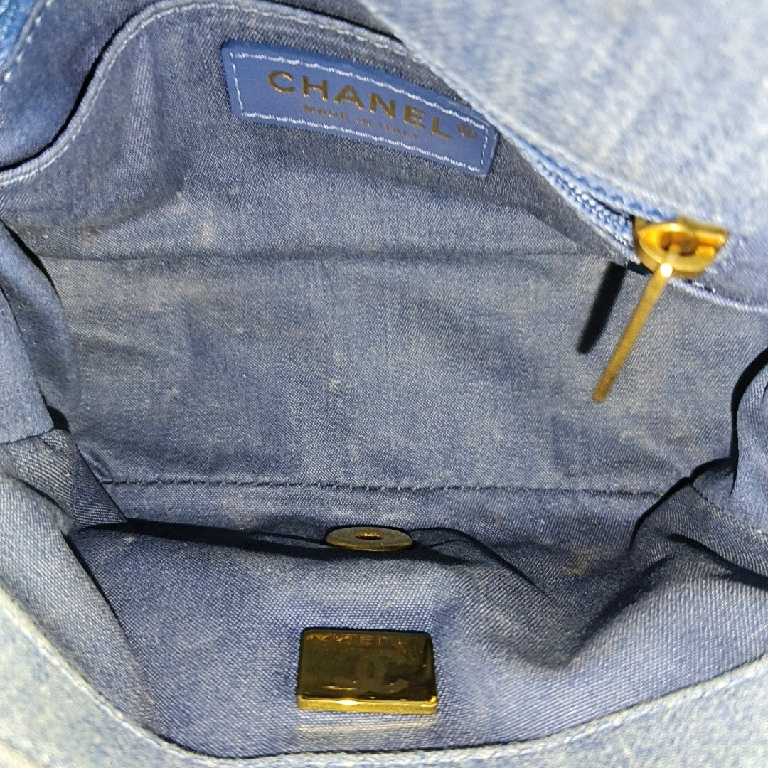 CLASSIC FLAP Mini Quilted Denim Blue