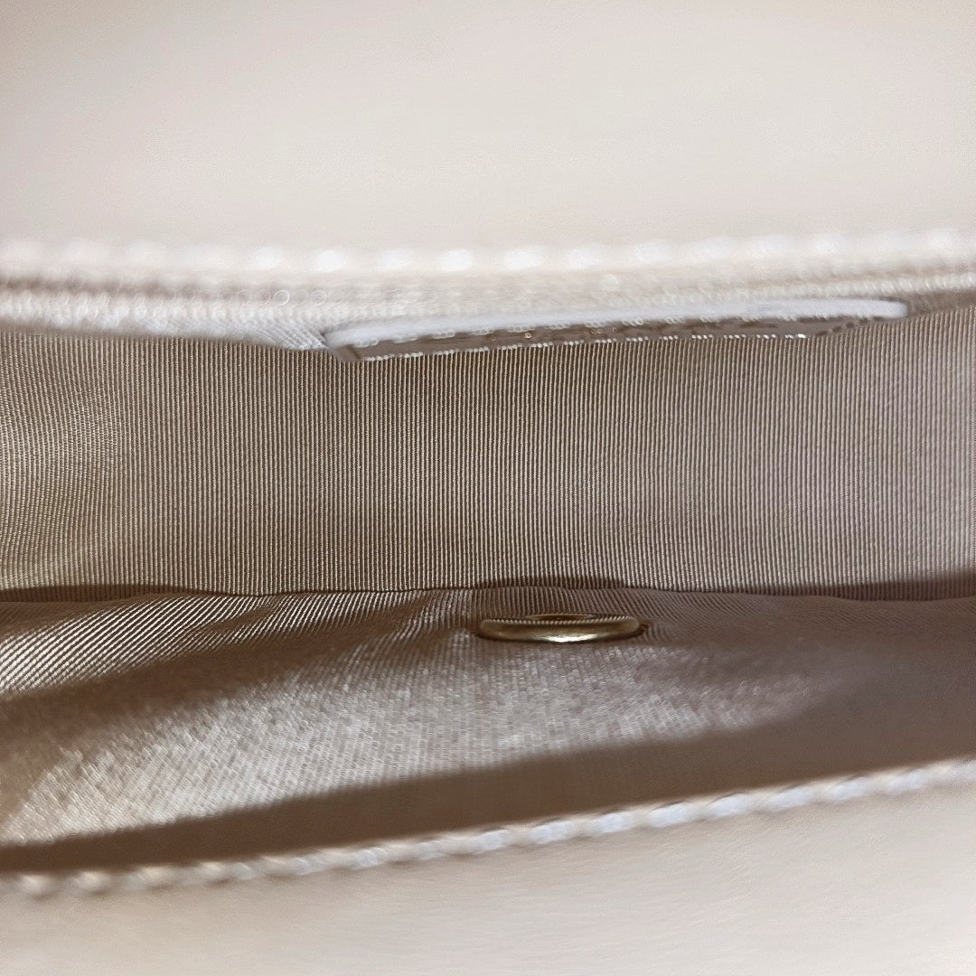 Quilted Lambskin Shoulder Bag Small Beige