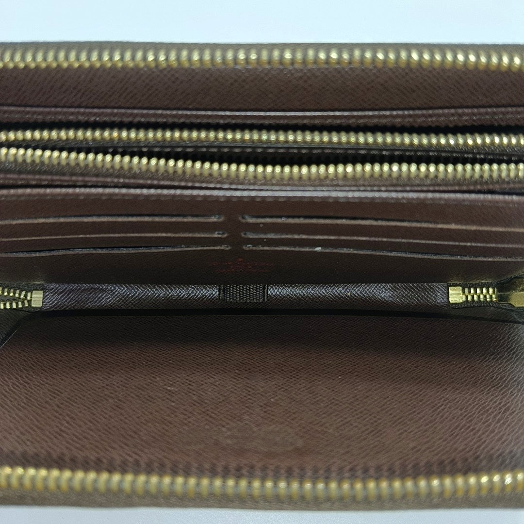 ZIPPY Damier Ebene Coated Canvas Brown Wallet