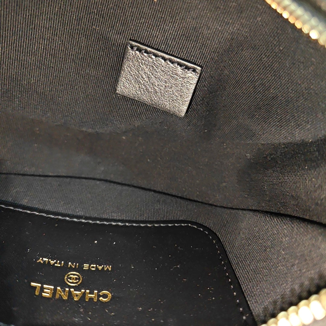 Quilted Grained Calfskin Top Handle Bag Black