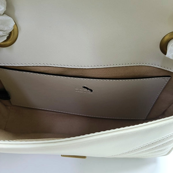 GG Marmont Small Quilted Calfskin White