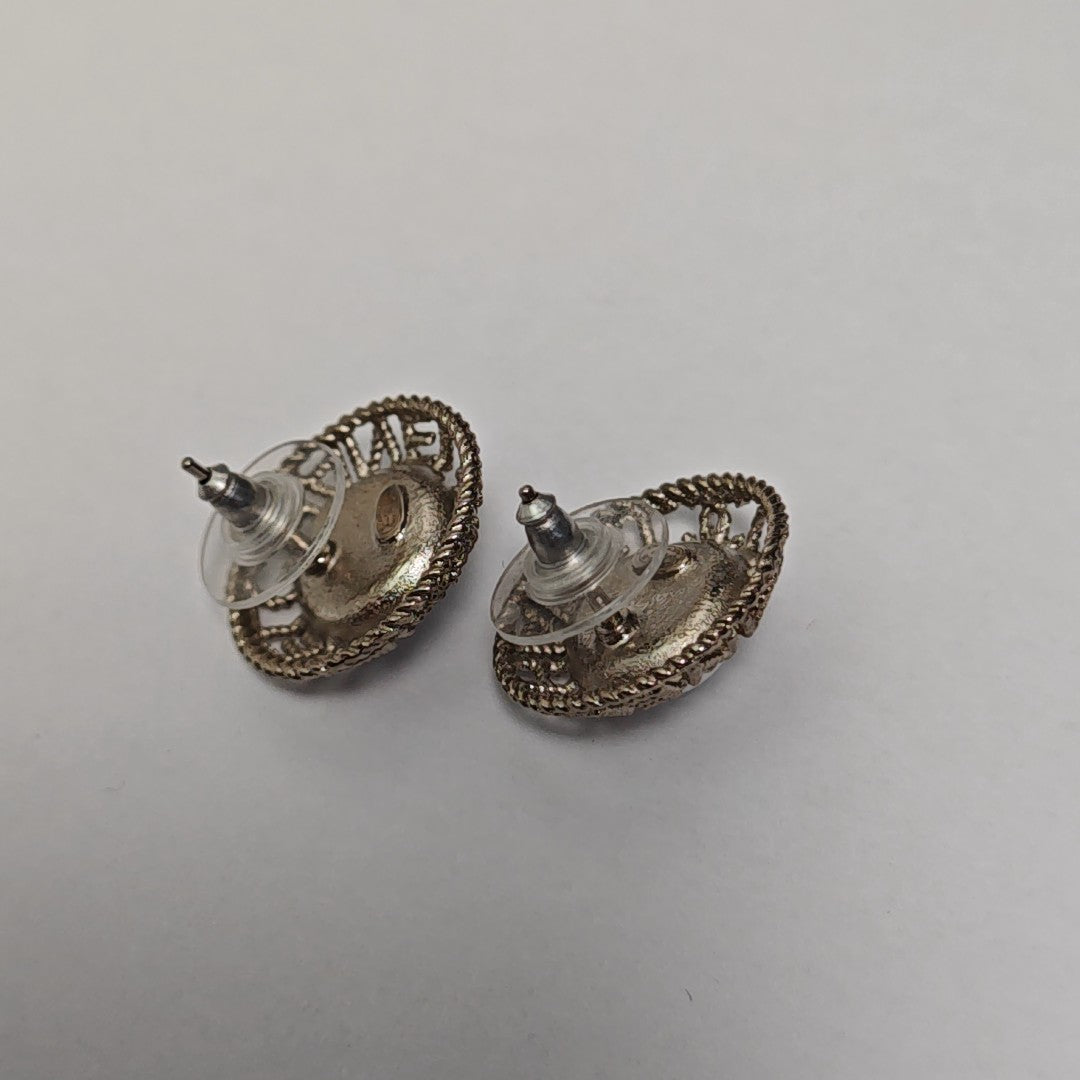 Metal White Stud Earrings