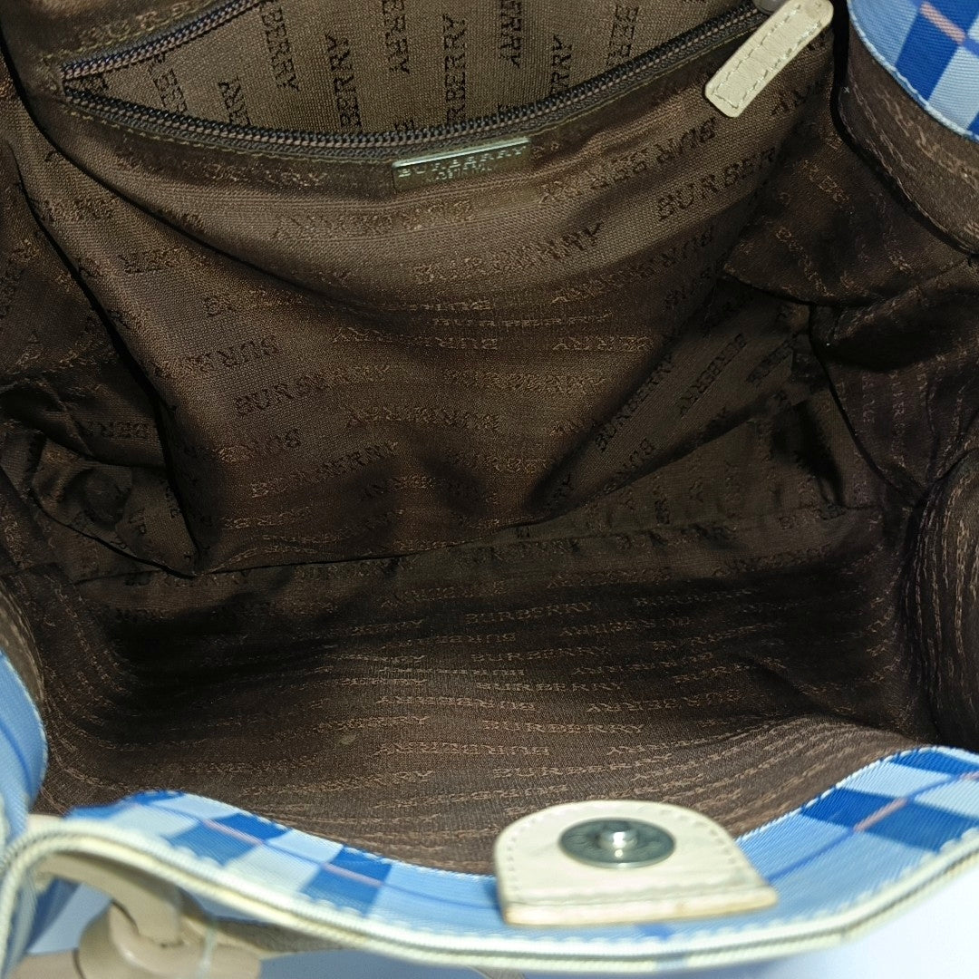 Coated Canvas Top Handle Bag Blue