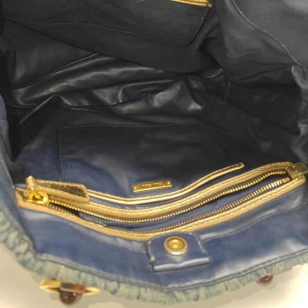 Quilted Denim Tote Bag Blue