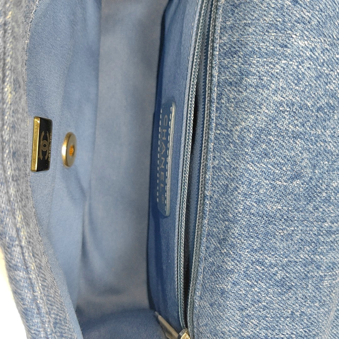 CLASSIC FLAP Mini Quilted Denim Blue