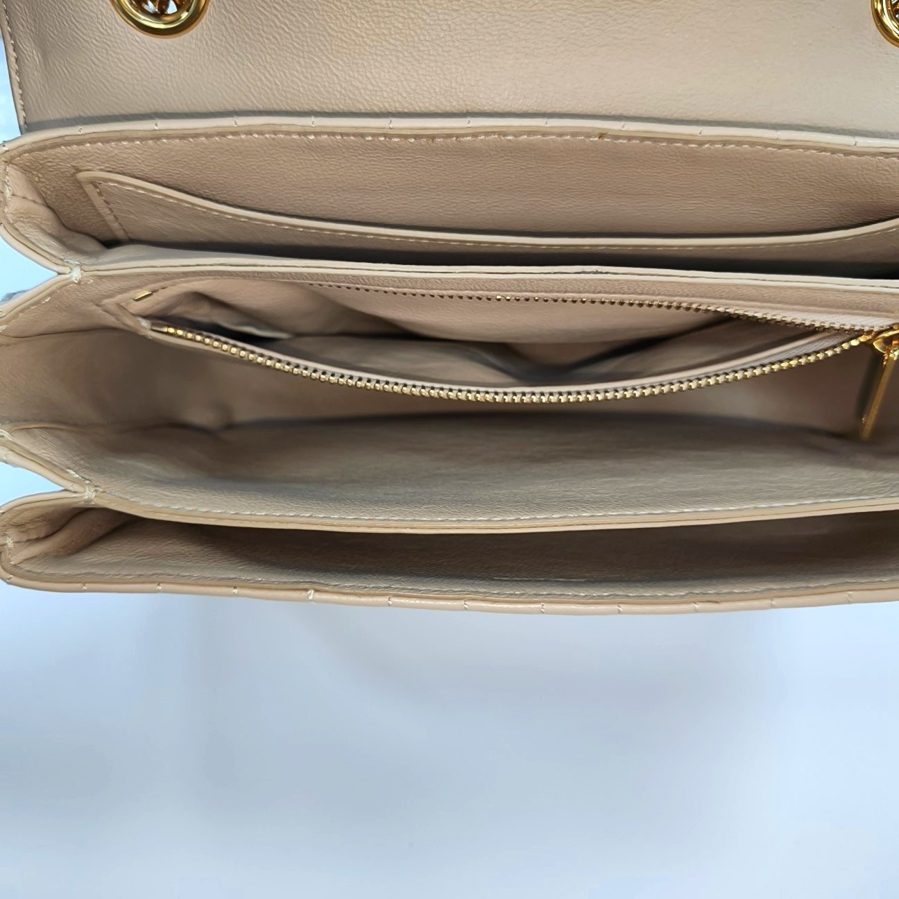 C Medium Quilted Calfskin Beige