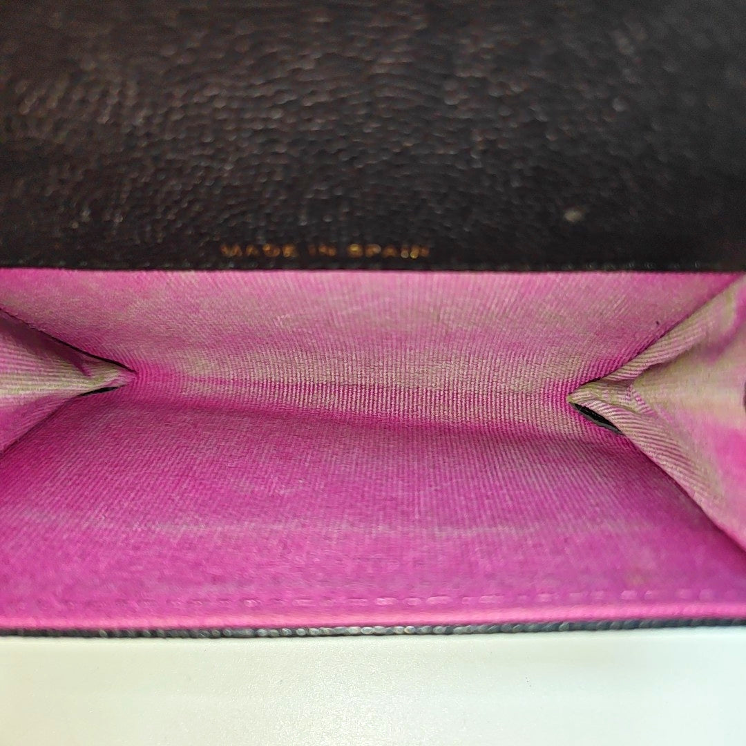 Quilted Grained Calfskin Card Holder Black