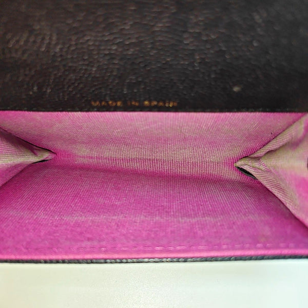 Quilted Grained Calfskin Card Holder Black