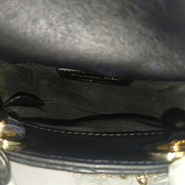 Authenticated pre-owned  Lady Dior Super Mini Quilted Lambskin Black - Tote Bag at Looply
