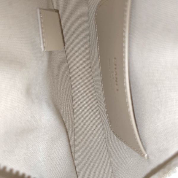 Quilted Grained Calfskin Top Handle Bag White