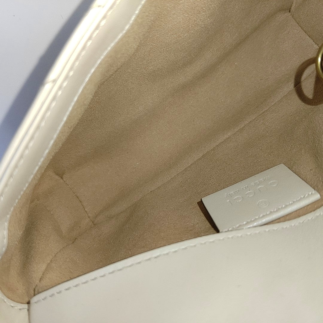 GG Marmont Mini Quilted Calfskin White