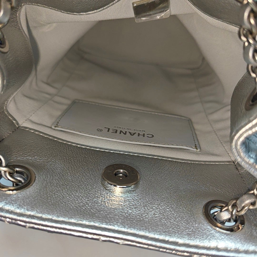 Quilted Lambskin Backpack Silver