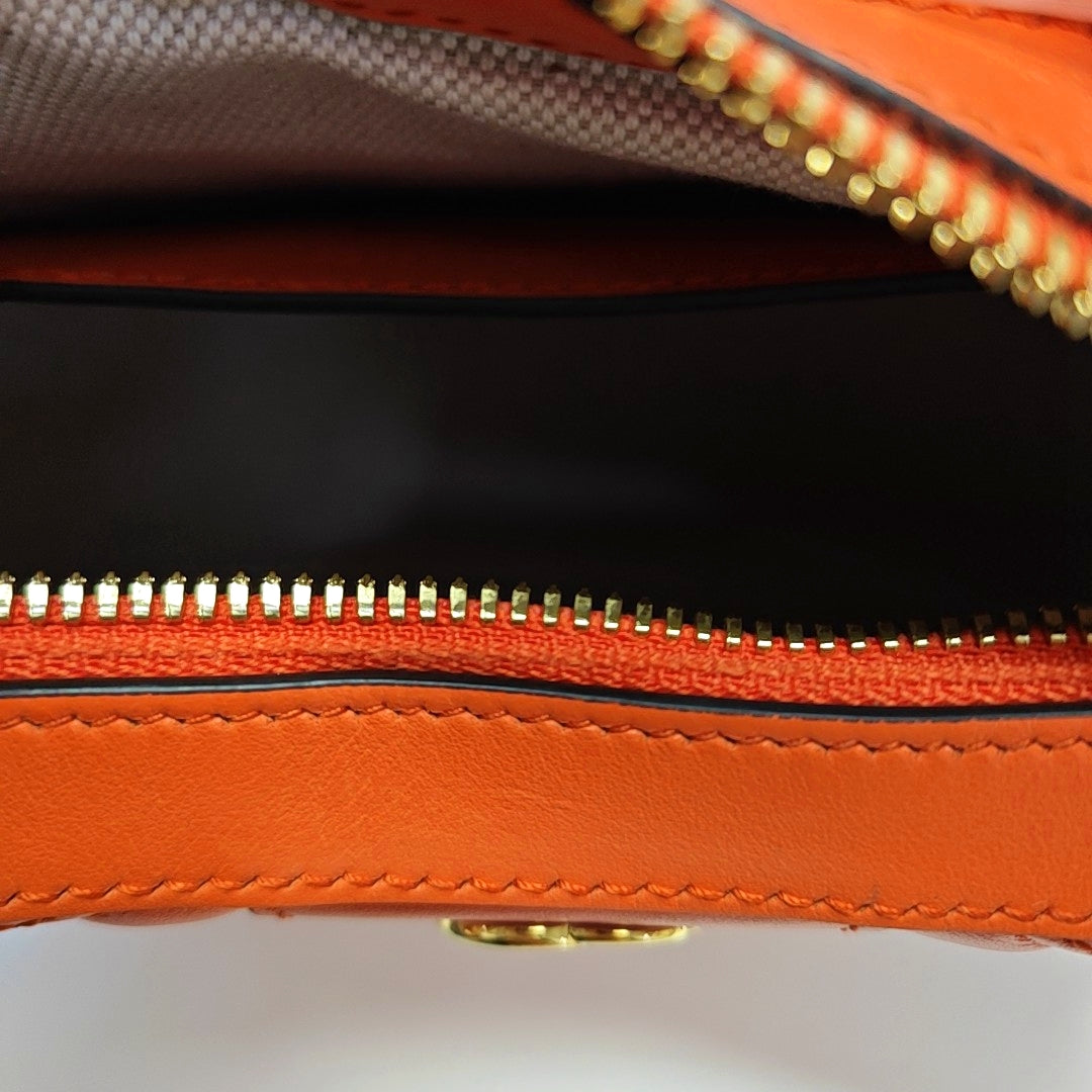 Calfskin Top Handle Bag Orange