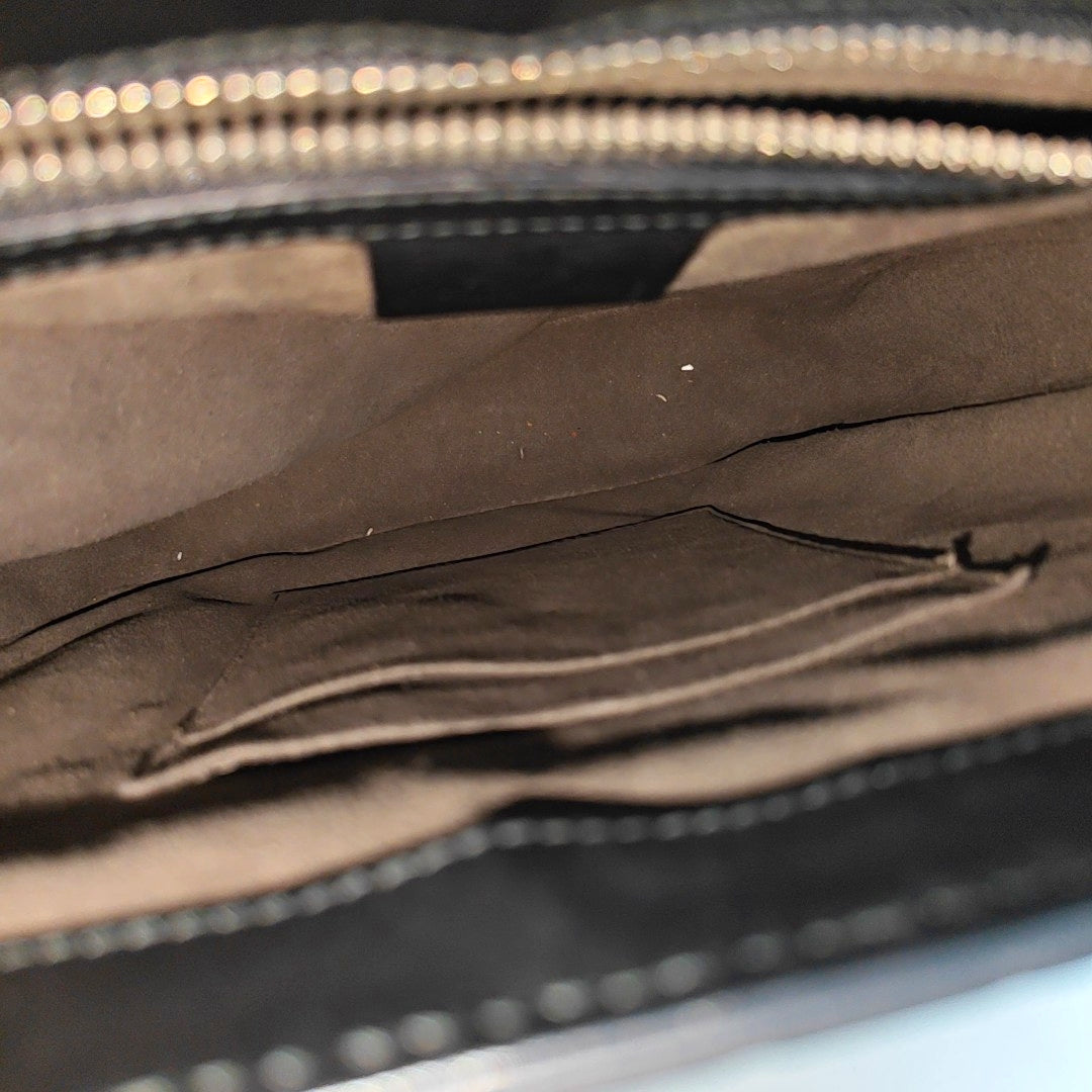 Monogram Calfskin Shoulder Bag Black
