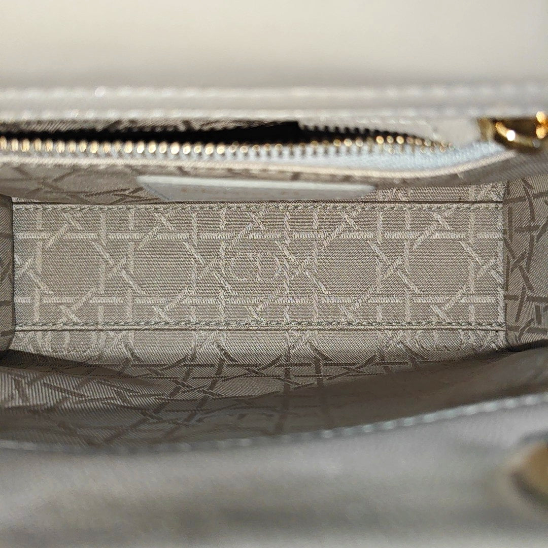 Lady Dior Mini Cannage Lambskin Silver