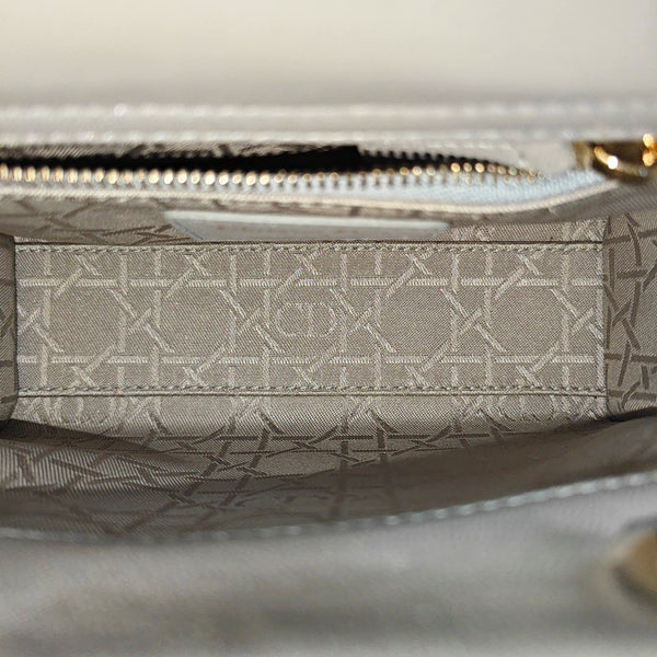 Lady Dior Mini Cannage Lambskin Silver