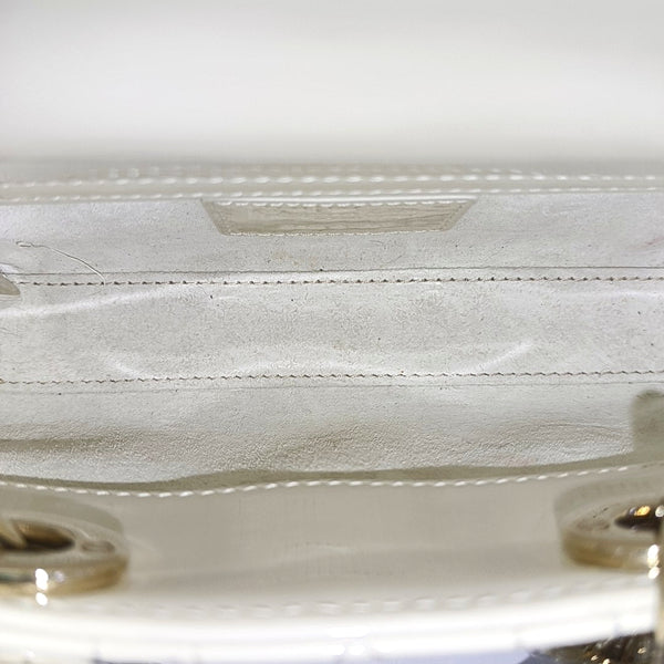 Lady D-Joy Super Mini Cannage Patent Leather White