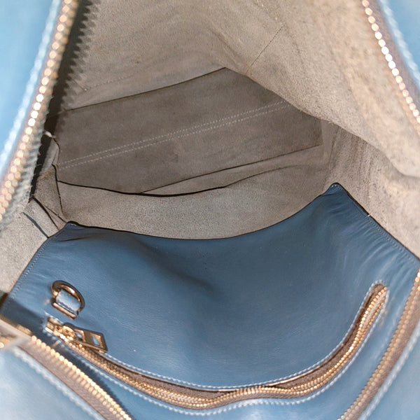 Calfskin Top Handle Bag Blue