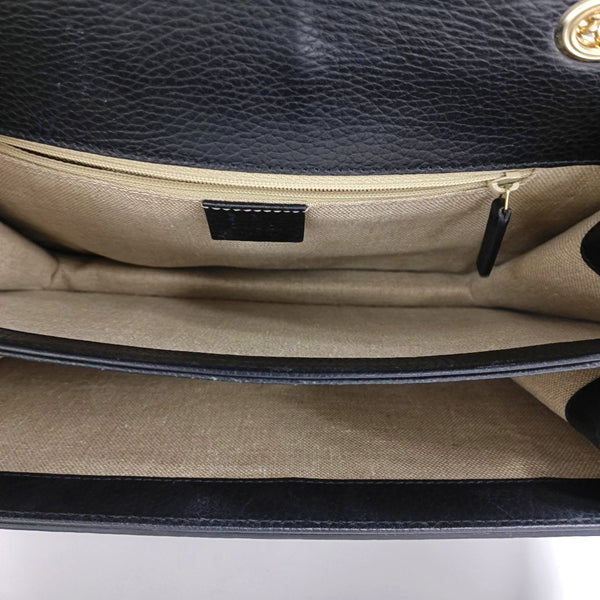 Interlocking G Large Calfskin Black