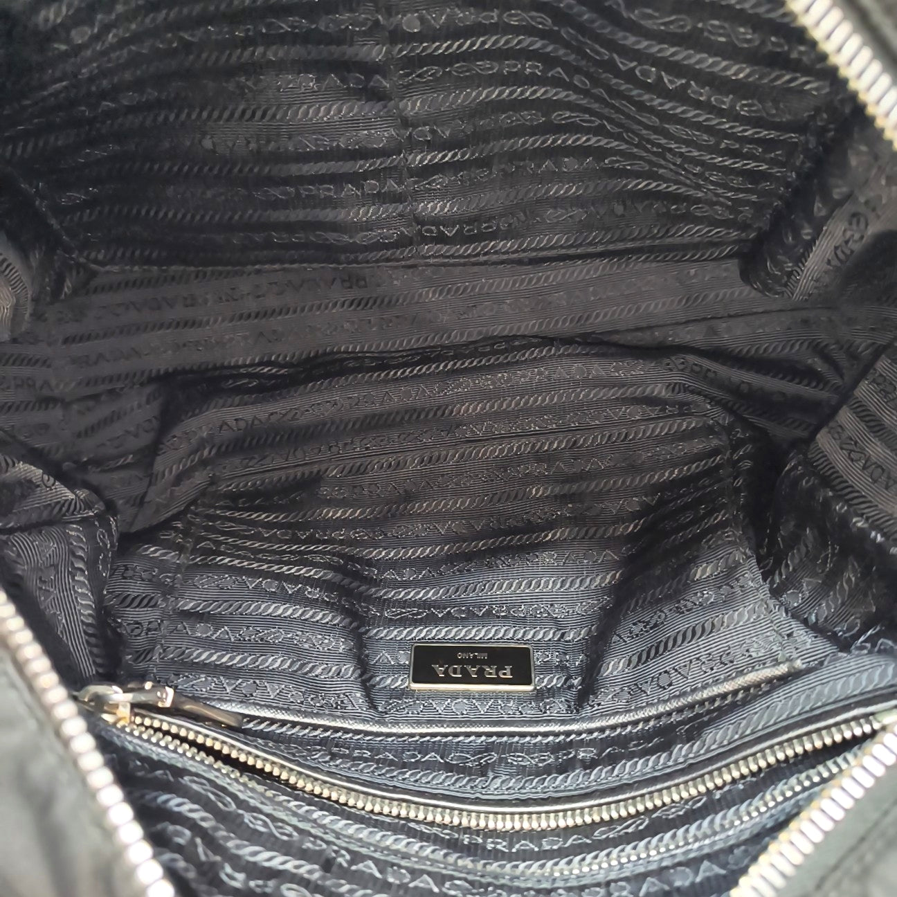 Quilted Nylon Top Handle Bag Black