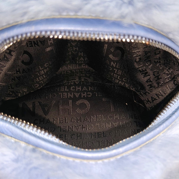 Rabbit Fur Top Handle Bag Blue