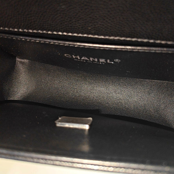 BOY CHANEL Small Quilted Grained Calfskin Black