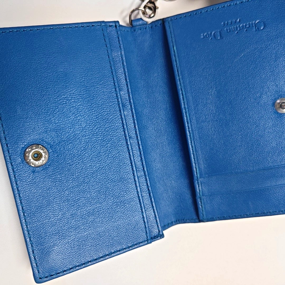Lady Dior Cannage Lambskin Blue Card Holder