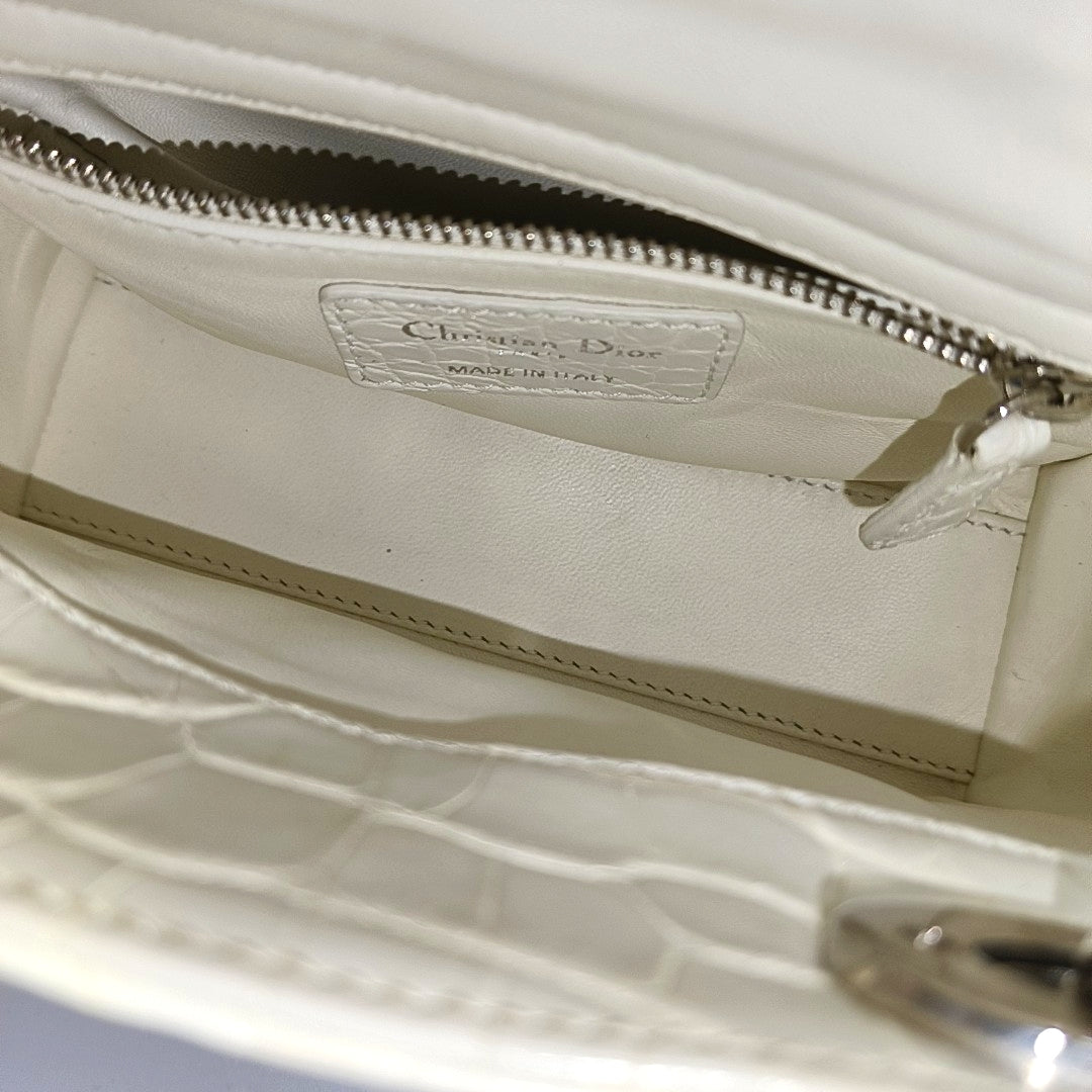 Lady Dior Mini Crocodile White