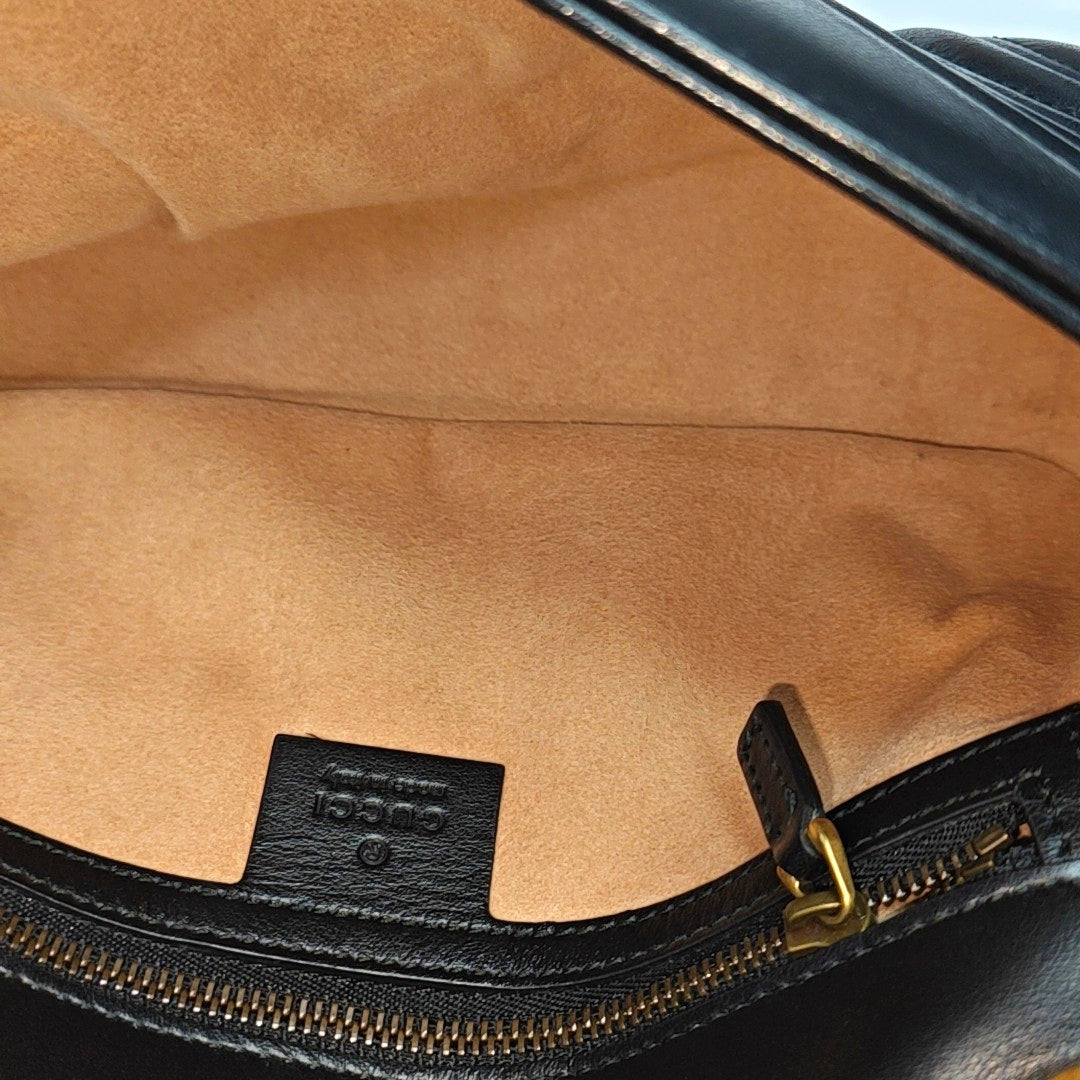 GG Marmont Medium Quilted Calfskin Black