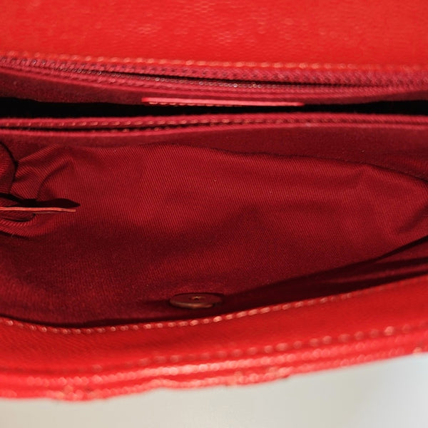 COCO HANDLE Small Quilted Grained Calfskin Red