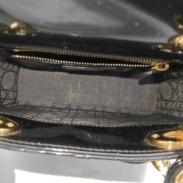 Lady Dior Mini Cannage Patent Leather Black