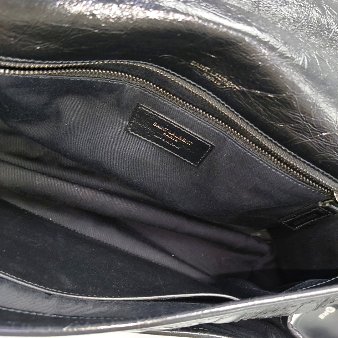NIKI Medium Chevron Calfskin Black