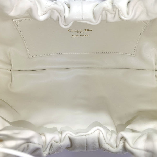 Cannage Calfskin Shoulder Bag White