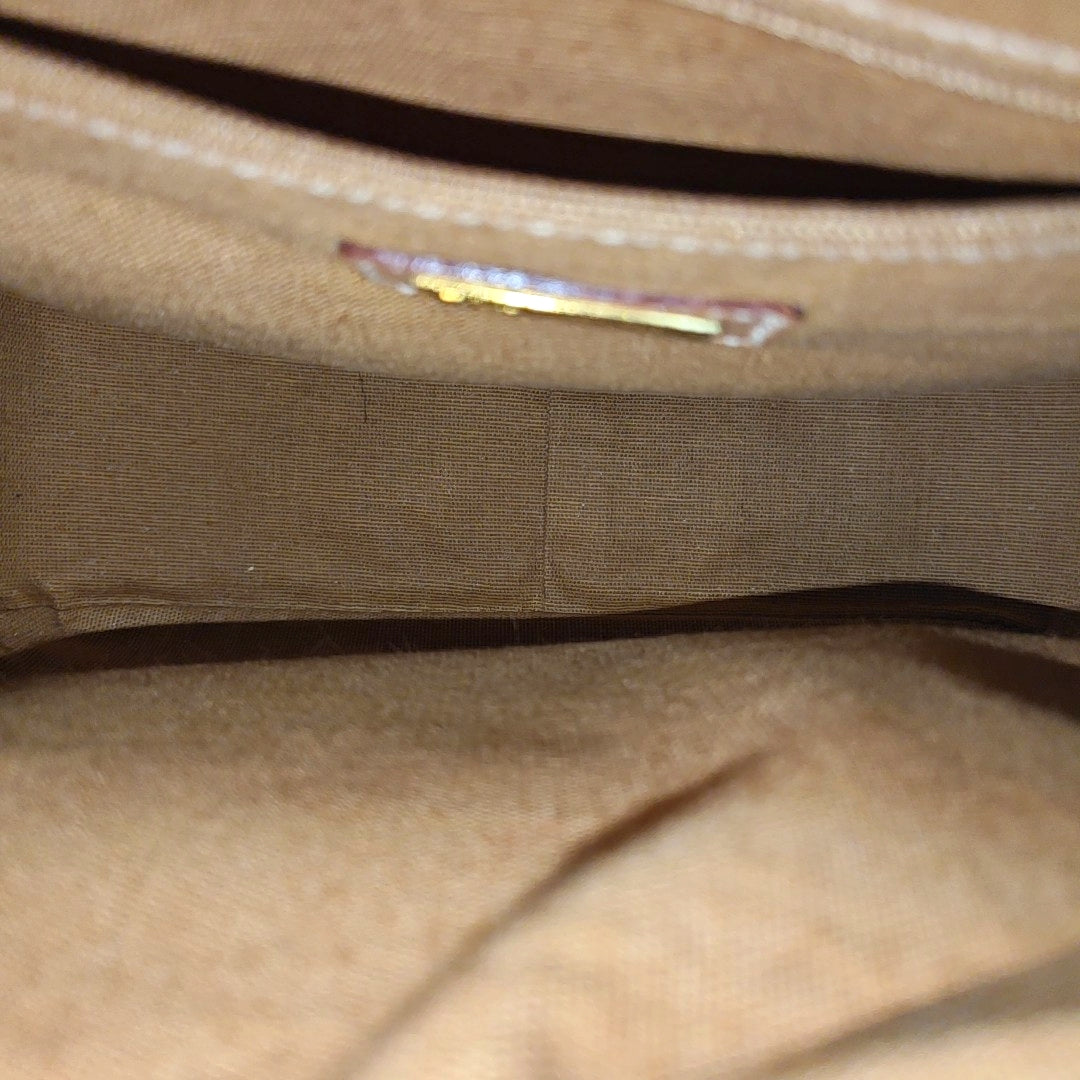 Coated Canvas Shoulder Bag Brown