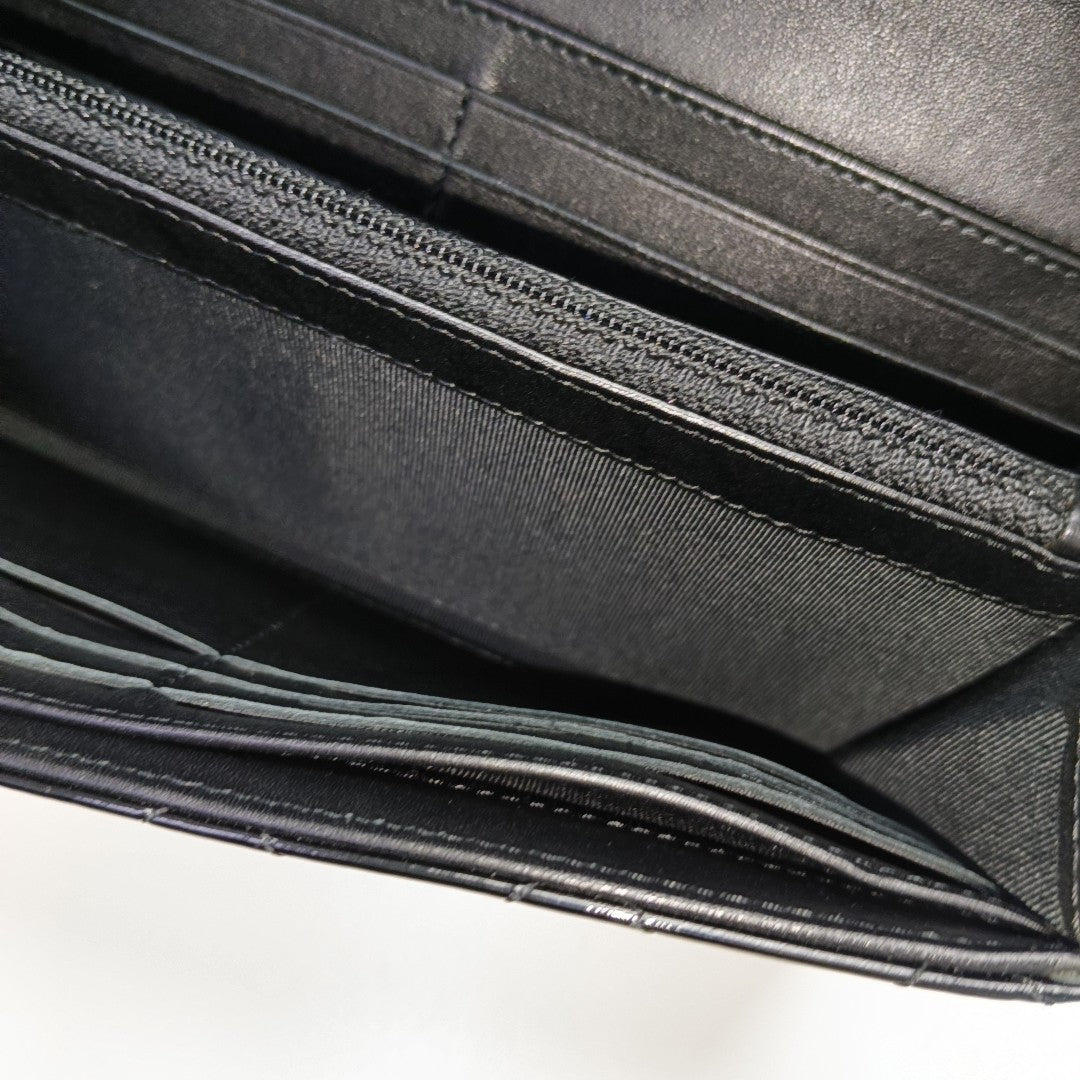 Quilted Patent Leather Wallet Black
