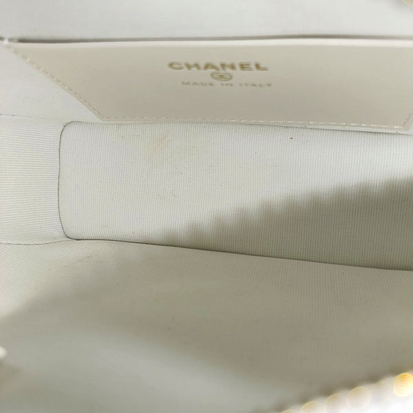 Quilted Grained Calfskin Shoulder Bag White