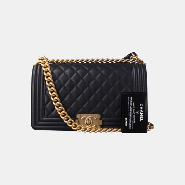 BOY CHANEL Medium Quilted Calfskin Black