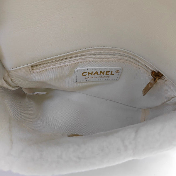 Quilted Sheepskin Shoulder Bag White