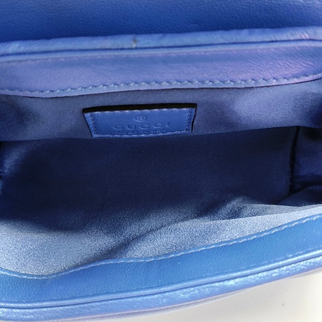 GG Marmont Super Mini Lambskin Blue