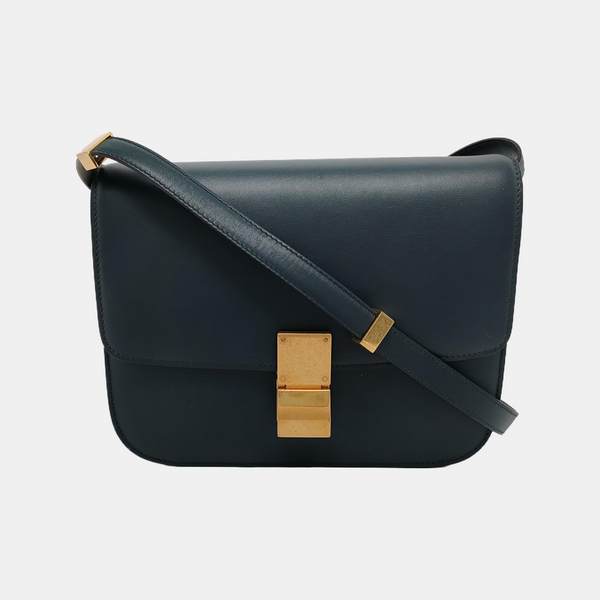 Authenticated pre-owned  CLASSIC BOX Medium Calfskin Green - Shoulder Bag at Looply