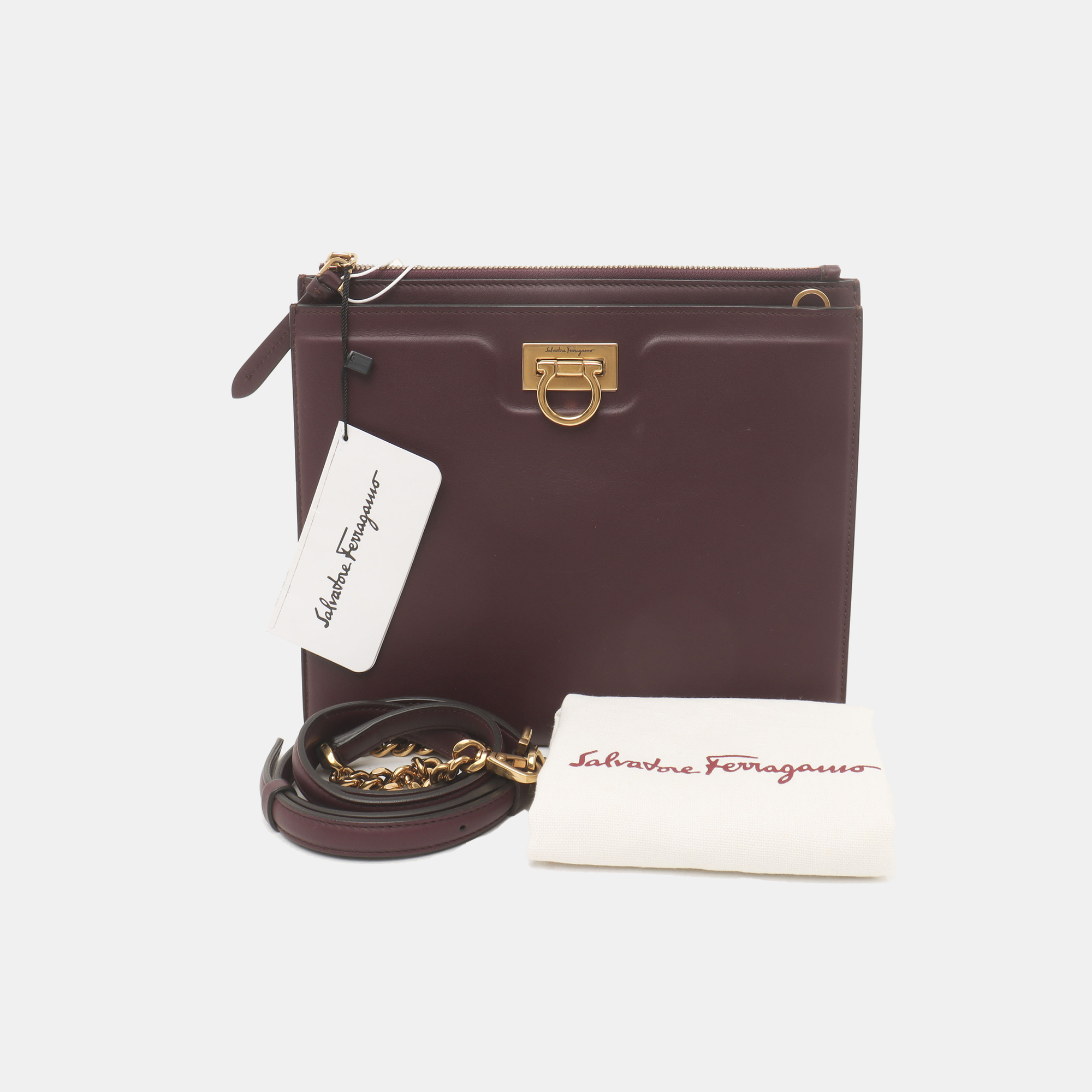 Authenticated pre-owned  Gancini Calfskin Burgundy - Shoulder Bag at Looply